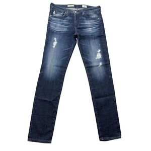 AG The Stilt Skinny Jeans Womens 29R Medium Wash Distressed USA